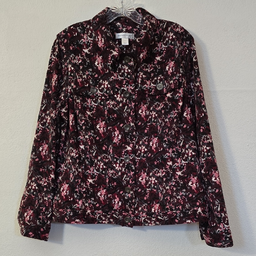 Large Christopher & Banks Patterned Jacket - Pink and Black